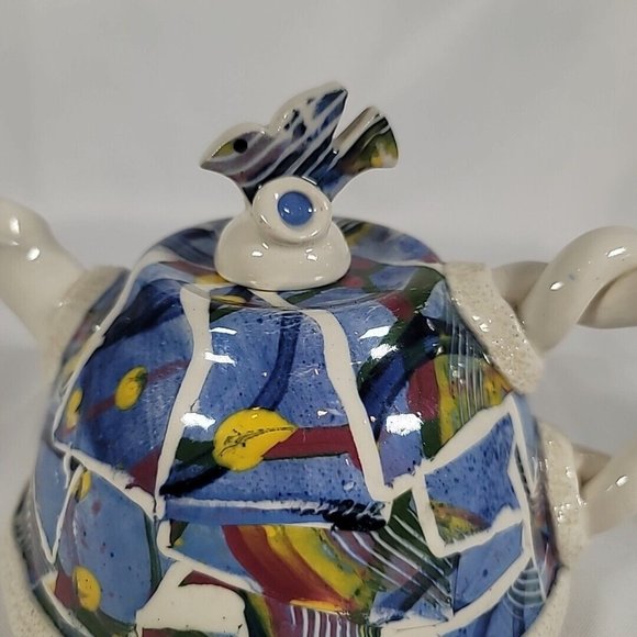 Unique Whimsical Abstract Handmade Studio Art Pottery Teapot Gail Pittman - Picture 4 of 10